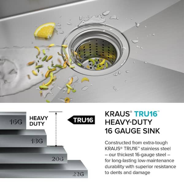 KRAUS - Standart PRO 32 in. Undermount Single Bowl 16 Gauge Stainless Steel Kitchen Sink with Accessories