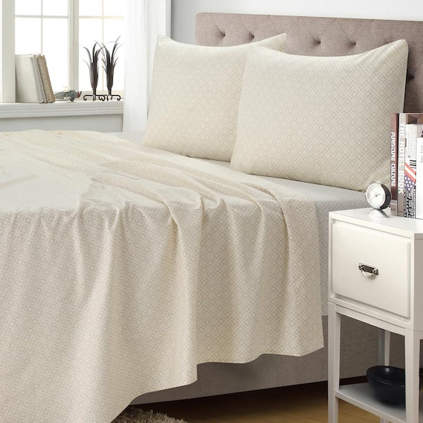 Harper 4-Piece Tan Microfiber Sheet Set Queen