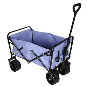 3.5 cu. ft. Purple Metal Collapsible Folding Beach Wagon Garden Cart with Big Wheels