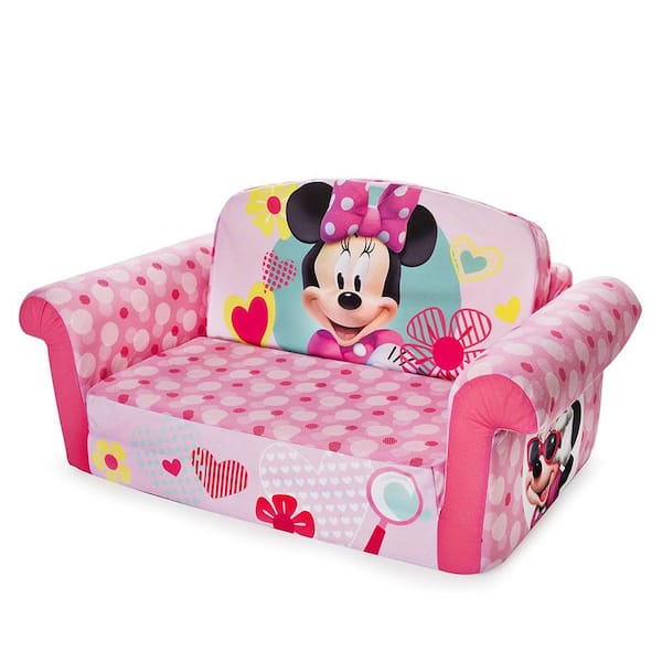 MARSHMALLOW Minnie Mouse 2-in-1 Kids Flip Open Sofa Furniture Couch, Pink