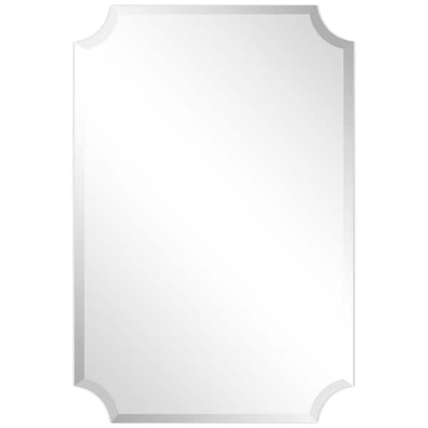 Frameless Rectangle Scalloped Beveled Wall Mirror(Product Width in.24 x Product Height in.36)