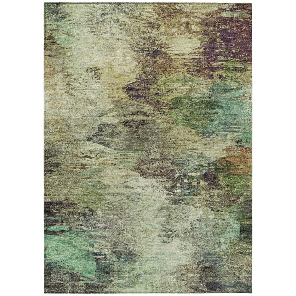 Beige, Green, Artichoke Green 8 ft. x 10 ft. Woven Abstract Polyester Rectangle Indoor / Outdoor Area Rug price history on PriceWatchPro