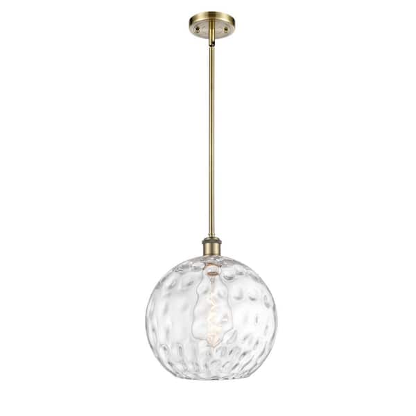 Innovations Athens Water Glass 60-Watt 1 Light Antique Brass Shaded Mini Pendant Light with Clear glass Clear Glass Shade