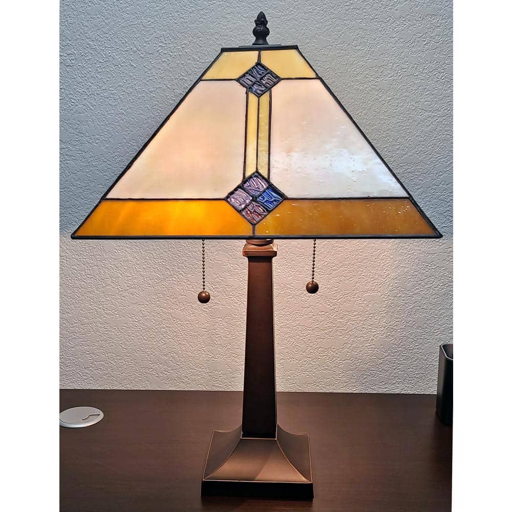 21" Bronze Stained Glass Mission Style Table Lamp