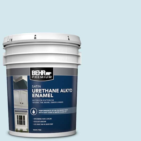 BEHR PREMIUM 5 gal. #520E-1 Coastal Mist Urethane Alkyd Satin Enamel Interior/Exterior Paint