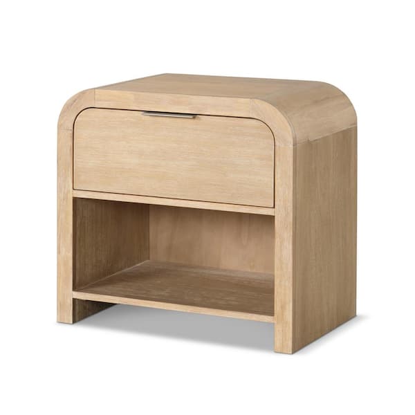 Falkner Modern Natural 1 Drawer 28 in. W Nightstand With Felt Lined Drawer and Open Shelf