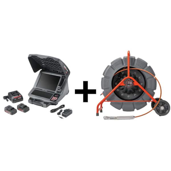 SeeSnake Standard Inspection Sewer Camera Reel (200 ft. Cable for 2 in.-12 in. Lines), CS12x Digital Monitor Kit Bundle