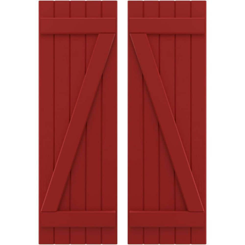 17-1/2 in. W x 77 in. H Americraft 5-Board Exterior Real Wood Joined Board and Batten Shutters with Z-Bar in Fire Red price history on PriceWatchPro