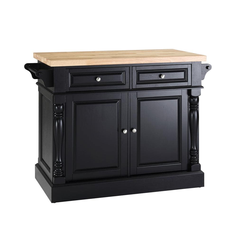Black Hardwood Butcher Block Top Kitchen Island