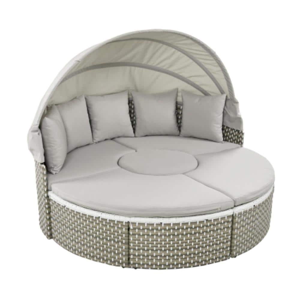 Wicker Outdoor Day Bed with Gray Cushions, Water Resistant price history on PriceWatchPro