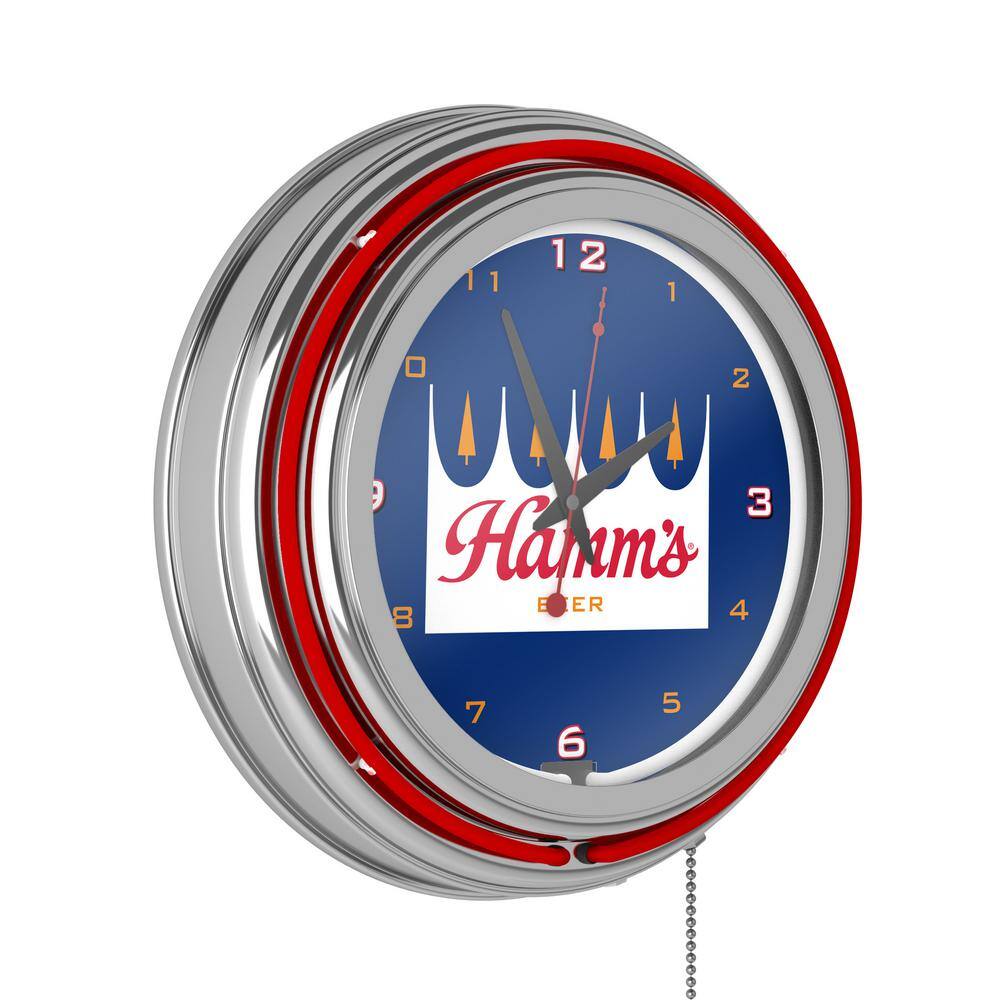 Hamms Red Logo Lighted Analog Neon Clock