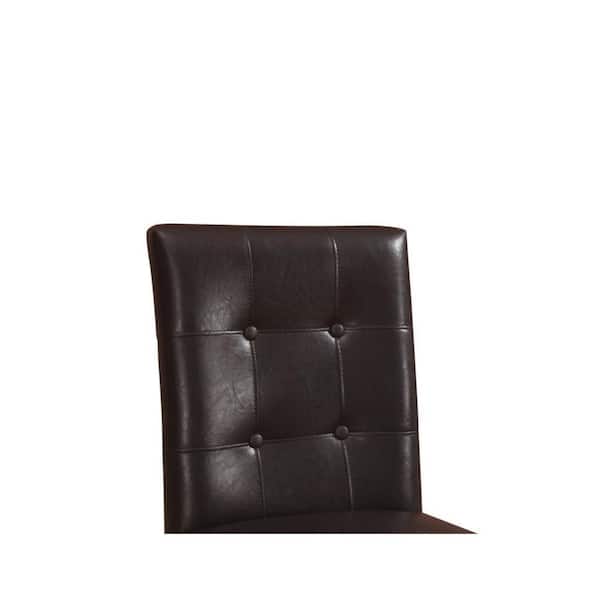 SIMPLE RELAX Dark Brown Solid Wood and Espresso Faux Leather High