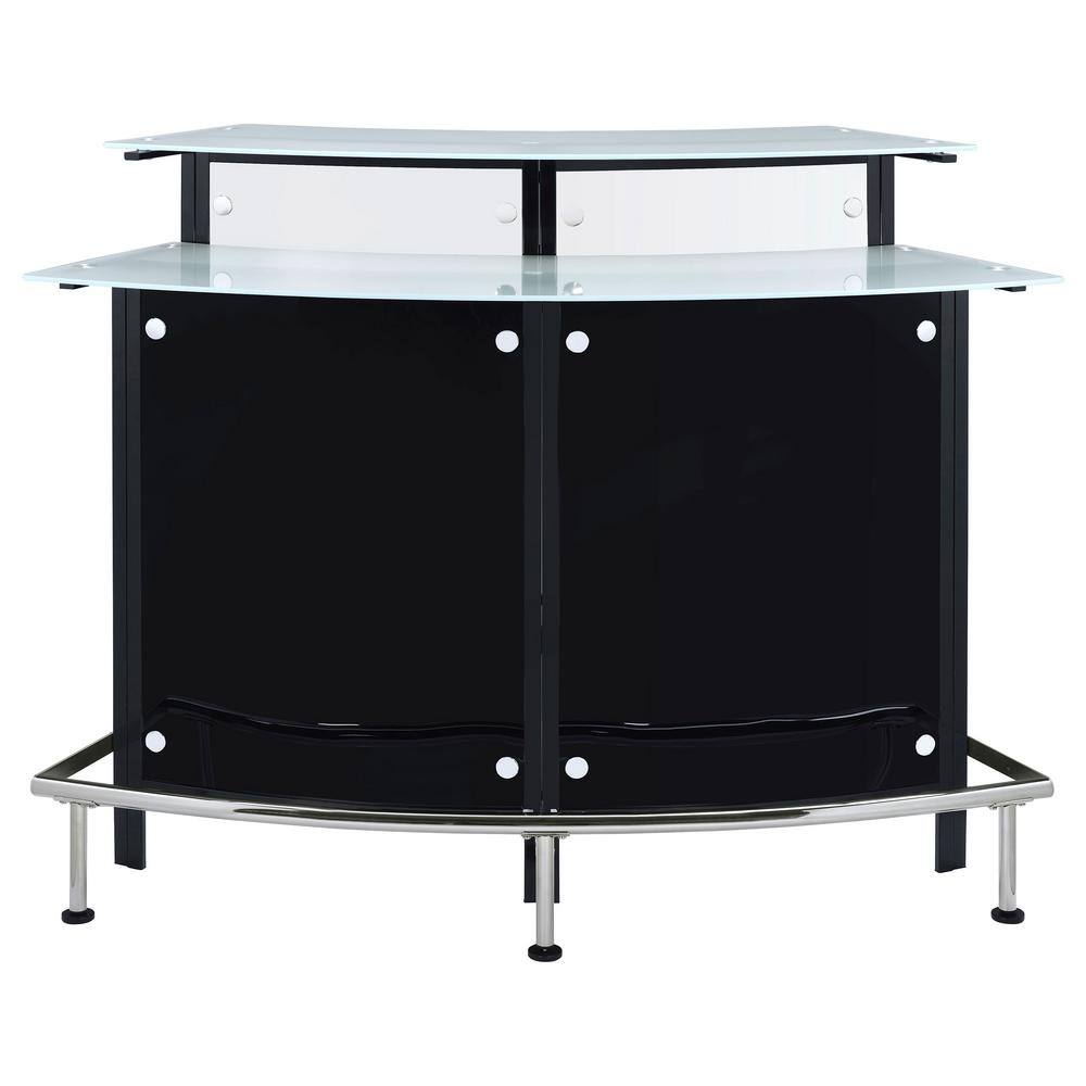 Contemporary Black and Chrome Bar Table with Glass Tops
