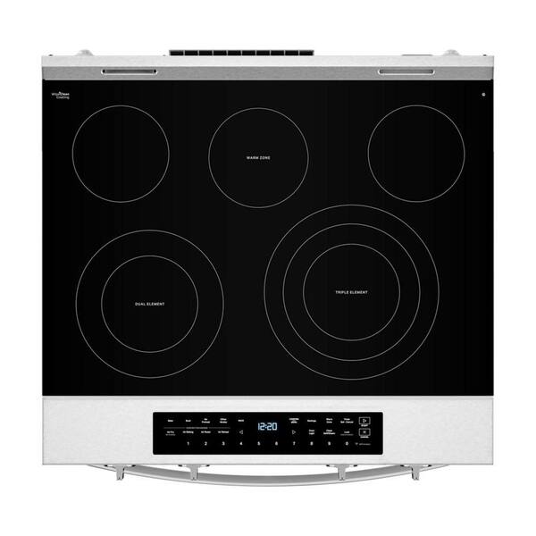 Whirlpool - 30 in. 5-Burners Smart Slide-In Electric Range in Fingerprint Resistant Stainless Steel with No Preheat Air Fry