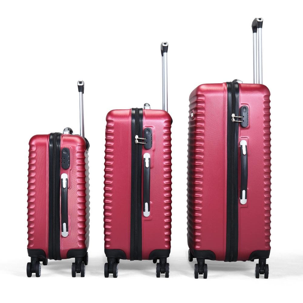 cadeninc 3-Piece Wine Red Luggage Expandable Lightweight Travel ...