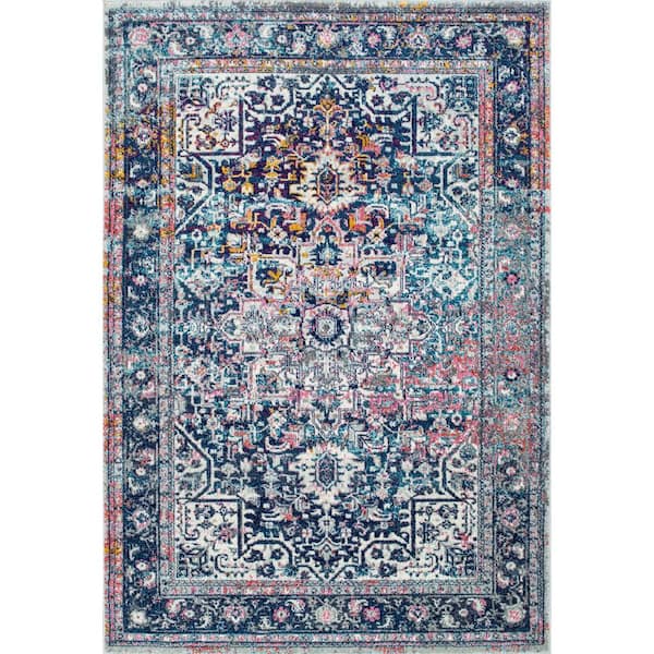 Persian Vintage Raylene Blue Doormat 3 ft. x 5 ft. Area Rug