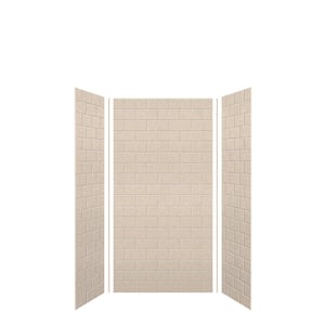SaraMar 36 in. x 36 in. x 72 in. 3-Piece Easy Up Adhesive Alcove Shower Wall Surround in Cashew