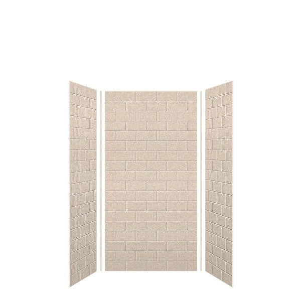 SaraMar 36 in. x 36 in. x 72 in. 3-Piece Easy Up Adhesive Alcove Shower Wall Surround in Cashew