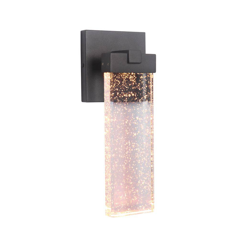 Textured Matte Black and Clear Glass LED Wall Sconce