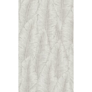 Grey Tropical Leaves Printed Non-Woven Paper Non-Pasted Textured Wallpaper 57 sq. ft.