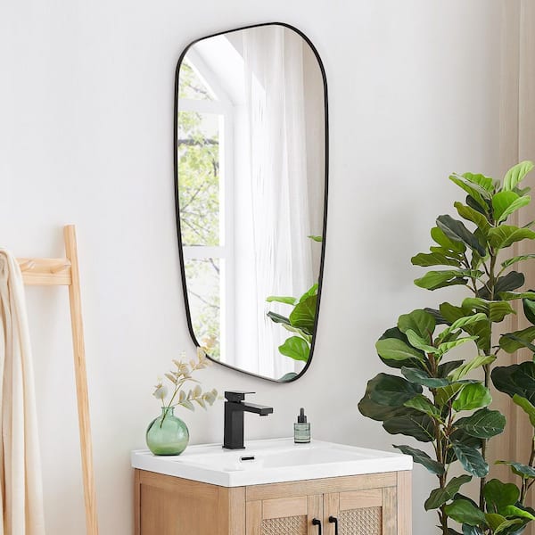Blinc 26 in.W x 48 in. H Novelty Aluminum Framed Wall Mounted Bathroom Vanity Mirror in Matte Black