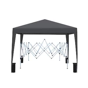 10 ft. x 10 ft. Black Pop Up Gazebo Canopy Tent Removable Sidewall with Zipper, 2-Pieces Sidewall with Windows