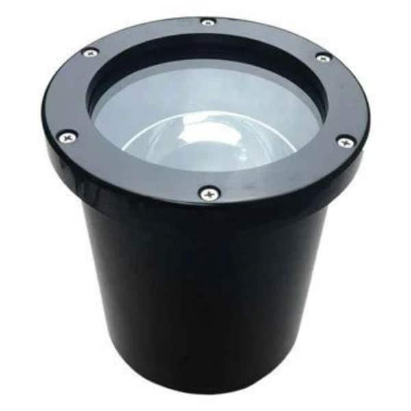 AQLIGHTING Black Hardwired Weather Resistant Well light with LED Light Bulb and Open Face Cover
