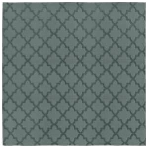 Quatro Sea Foam 12 ft. x 12 ft. Cut-loop Trellis Area Rug