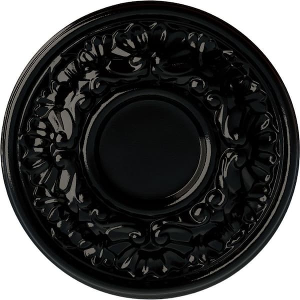 Ekena Millwork 7-1/2 in. x 1-1/8 in. Pessa Urethane Ceiling Medallion (Fits Canopies upto 2-1/2 in.), Black Pearl