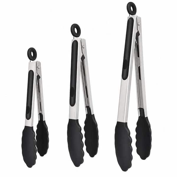 Stainless Steel Locking Kitchen Tongs Set - Heat Resistant up to 600°F, Heavy Duty for Cooking, Salad, Dishwasher Safe