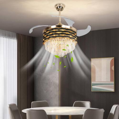 42 in. Indoor Gold Modern Luxury 6-Speed Ceiling Fan with Adjustable White Integrated LED, Reversible Motor and Remote Lighting