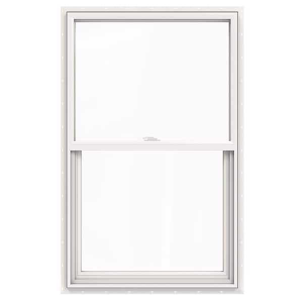 JELD-WEN 29.5 in. x 47.5 in. V-2500 Series White Vinyl Single Hung Window with Fiberglass Mesh Screen
