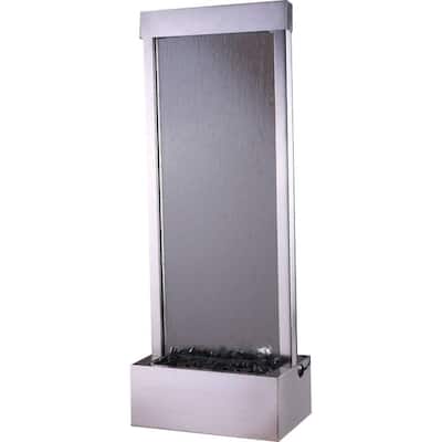 48 in. Floor Fountain with Clear Glass and Brushed Stainless Steel Frame
