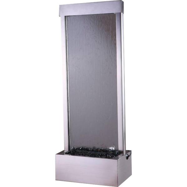 Bluworld of Water 48 in. Floor Fountain with Clear Glass and Brushed Stainless Steel Frame