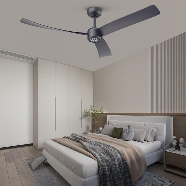 I3 Series 52in,Coffee Ceiling Fan With Remote Control and Dimmable LED,Reversible Quite DC motor Design, Downrod Mount
