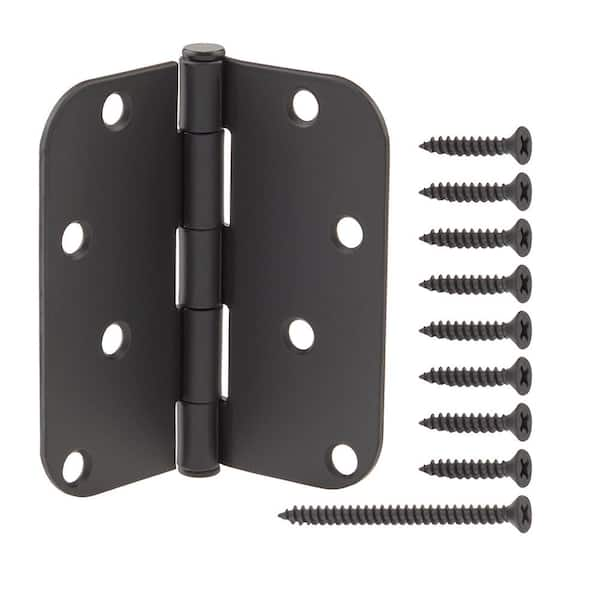 Everbilt 4 in. x 5/8 in. Radius Matte Black Squeak-Free Door Hinge