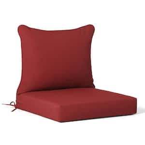 FadingFree (Set of 1) 25 in x 25 in Outdoor Patio Deep Seating Lounge Chair Seat Cushion and Back Pillow Set, Red