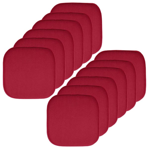 Red, Honeycomb Memory Foam Square 16 in. x 16 in. Non-Slip Back Chair Cushion (12-Pack)
