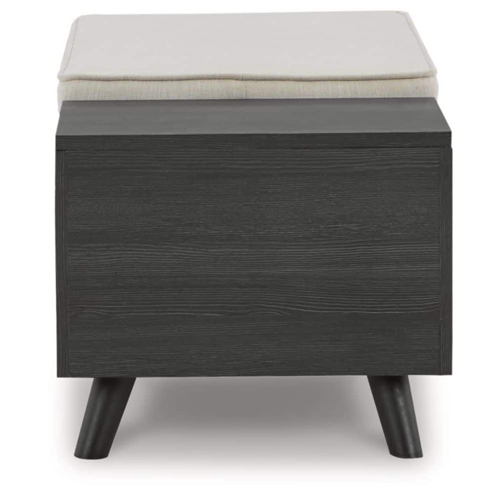 Gray Wood Upholstered Storage Bench with Tapered Legs
