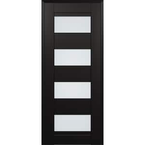 Della 28 in. W. x 80 in. No Bore 4-Lite Frosted Glass Black Matte Solid Composite Core Wood Interior Door Slab