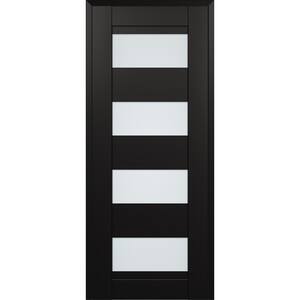 Della 32 in. W. x 80 in. No Bore 4-Lite Frosted Glass Black Matte Solid Composite Core Wood Interior Door Slab