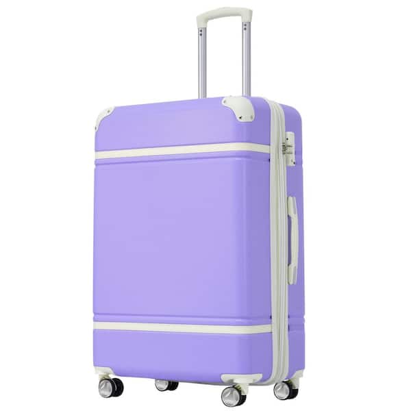 Tatahance 24 in. Purple Vintage Luggage Expandable Lightweight Suitcase with TSA Lock and Spinner Wheels