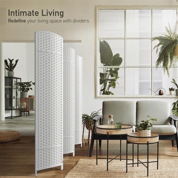 6-Panel Room Divider 6 ft. Tall, Extra Wide Double Hinged Privacy Screen Panels, Partition Room Dividers, White Solid