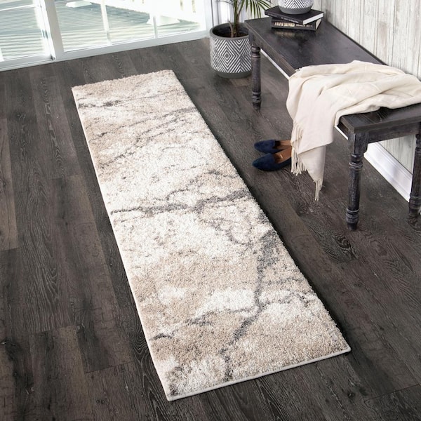 Marquina Ivory 2 ft. x 8 ft. Runner Rug