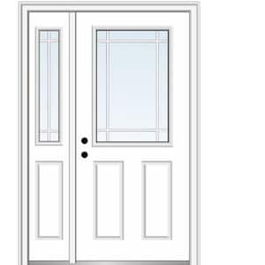 51 in. x 81.75 in. PIM 1/2-Lite 2-Panel Right-Hand Classic Primed Fiberglass Smooth Prehung Front Door w/ Right Sidelite