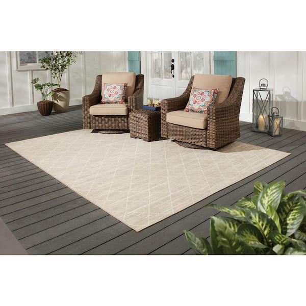 Tan Trellis 8 ft. x 10 ft. Indoor/Outdoor Area Rug