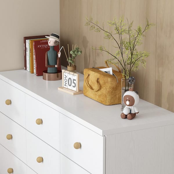 FUFU&GAGA White 9 Drawers 47.2 in. W Wooden Chest of Drawers