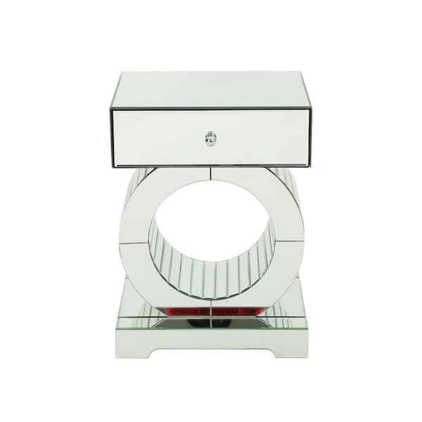 Noble House Addison Glam Mirrored Accent Table with Drawer