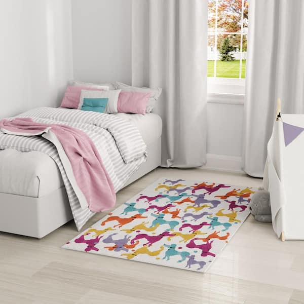 Imagination Ivory Multicolor 4 ft. x 5 ft. Graphic Contemporary Area Rug