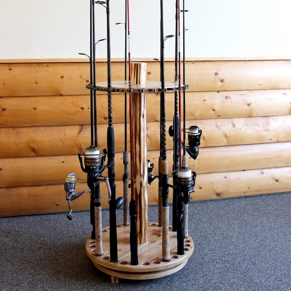 Round Spinning 30 Fishing Rod Rack Easy Assembly 360-Degree Rotation